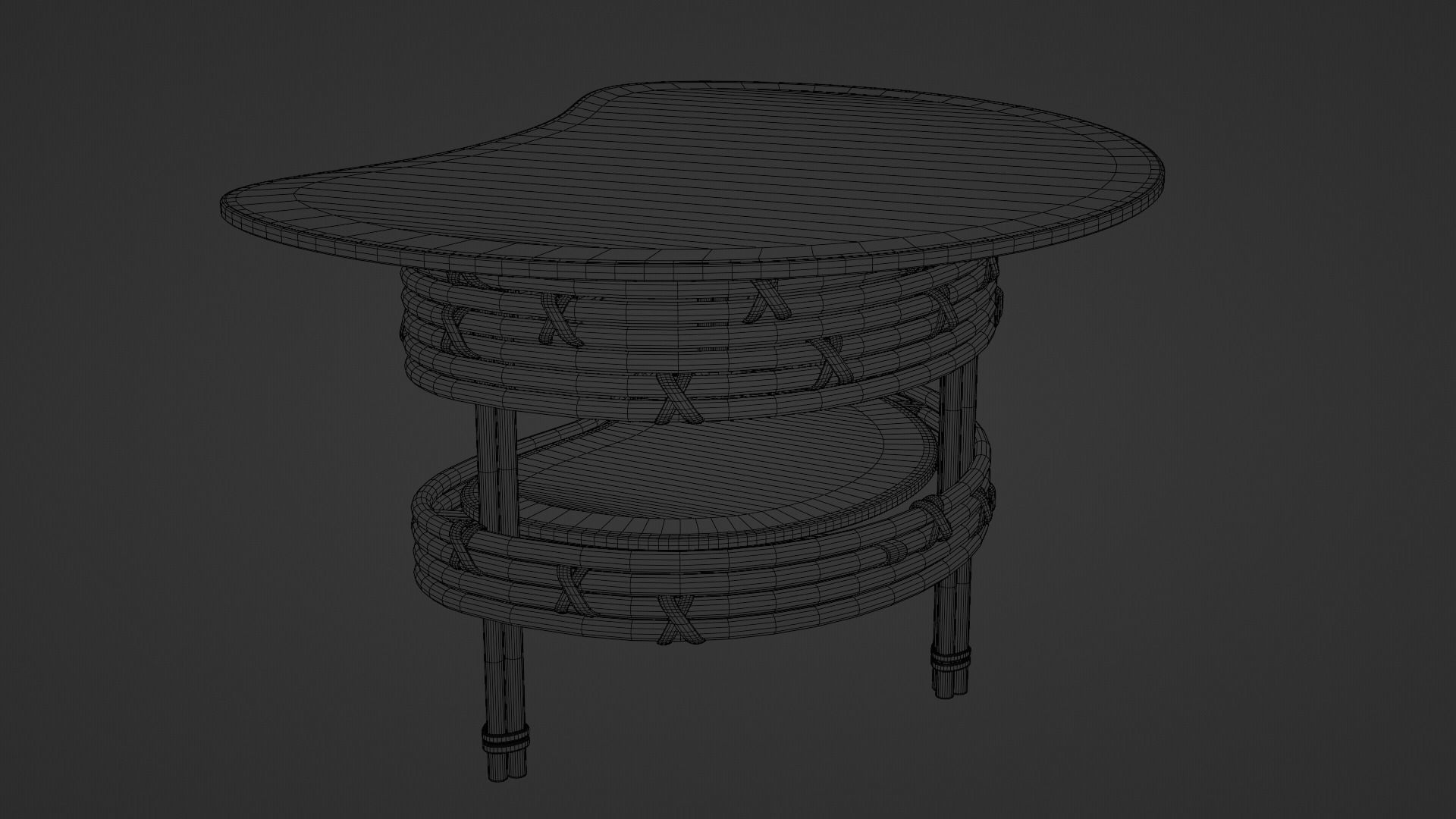 Coffe table from bamboo with dark glass 3D model_5