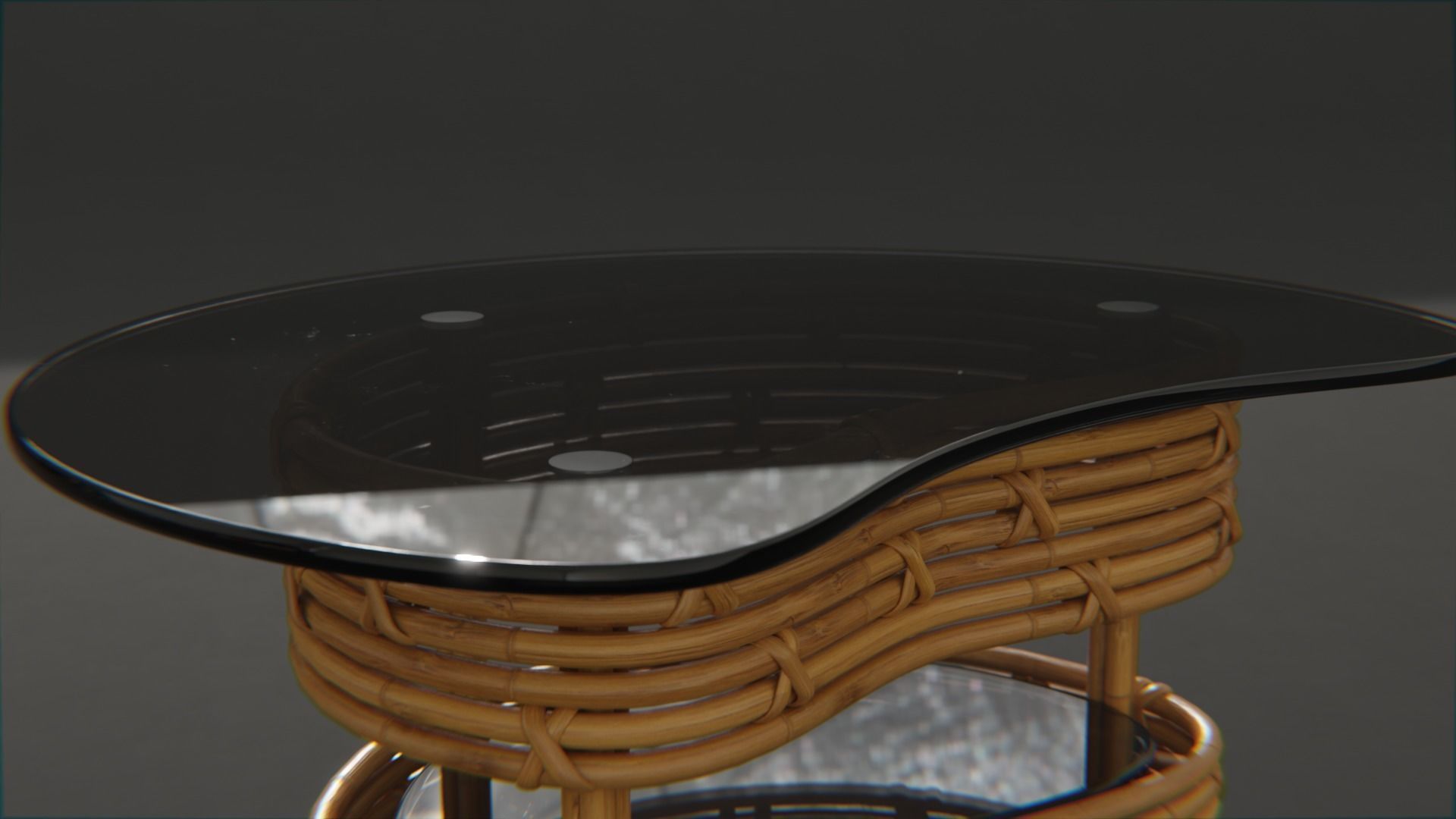 Coffe table from bamboo with dark glass 3D model_4