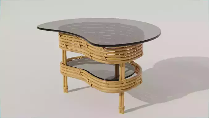 Coffe table from bamboo with dark glass
