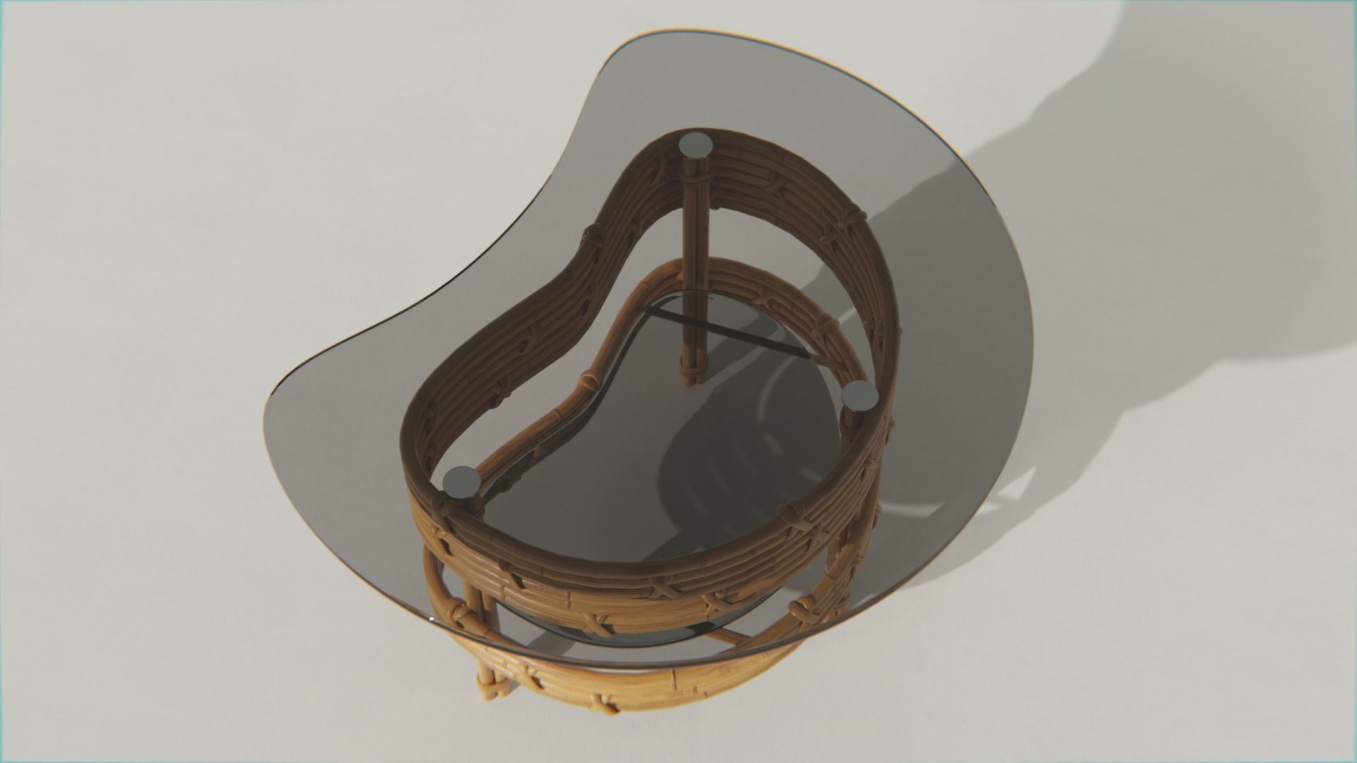 Coffe table from bamboo with dark glass 3D model_3