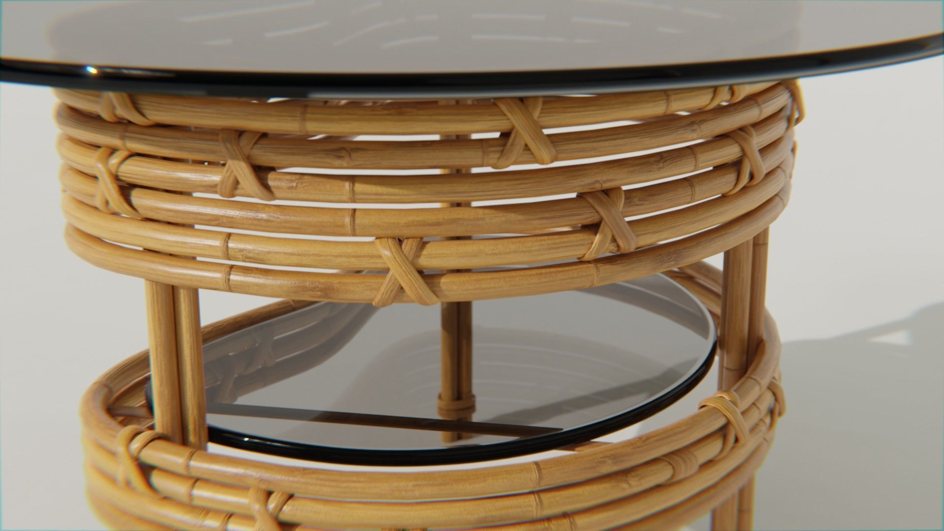 Coffe table from bamboo with dark glass 3D model_2