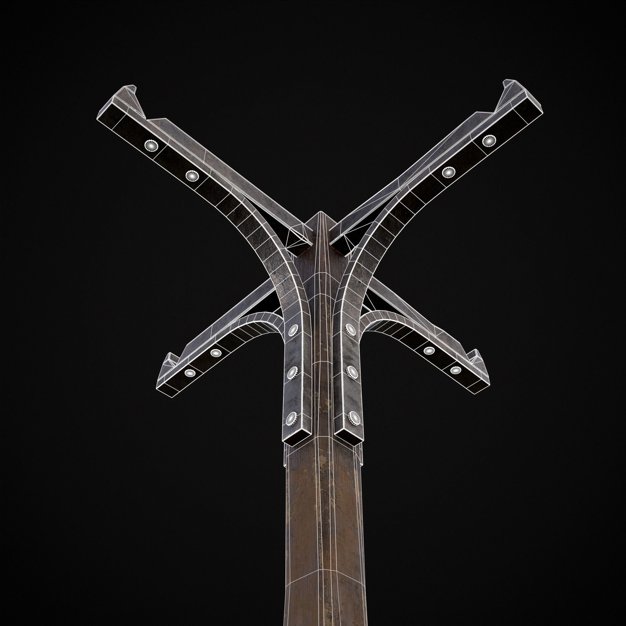 Wooden Bucket Stand Low-poly 3D model_37