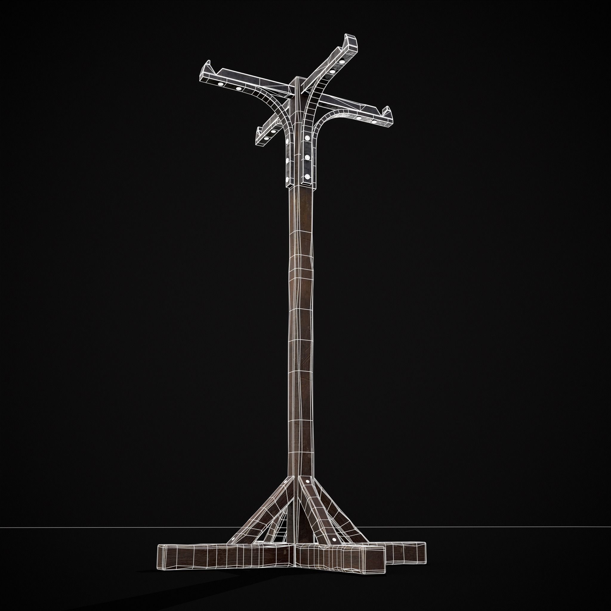 Wooden Bucket Stand Low-poly 3D model_24