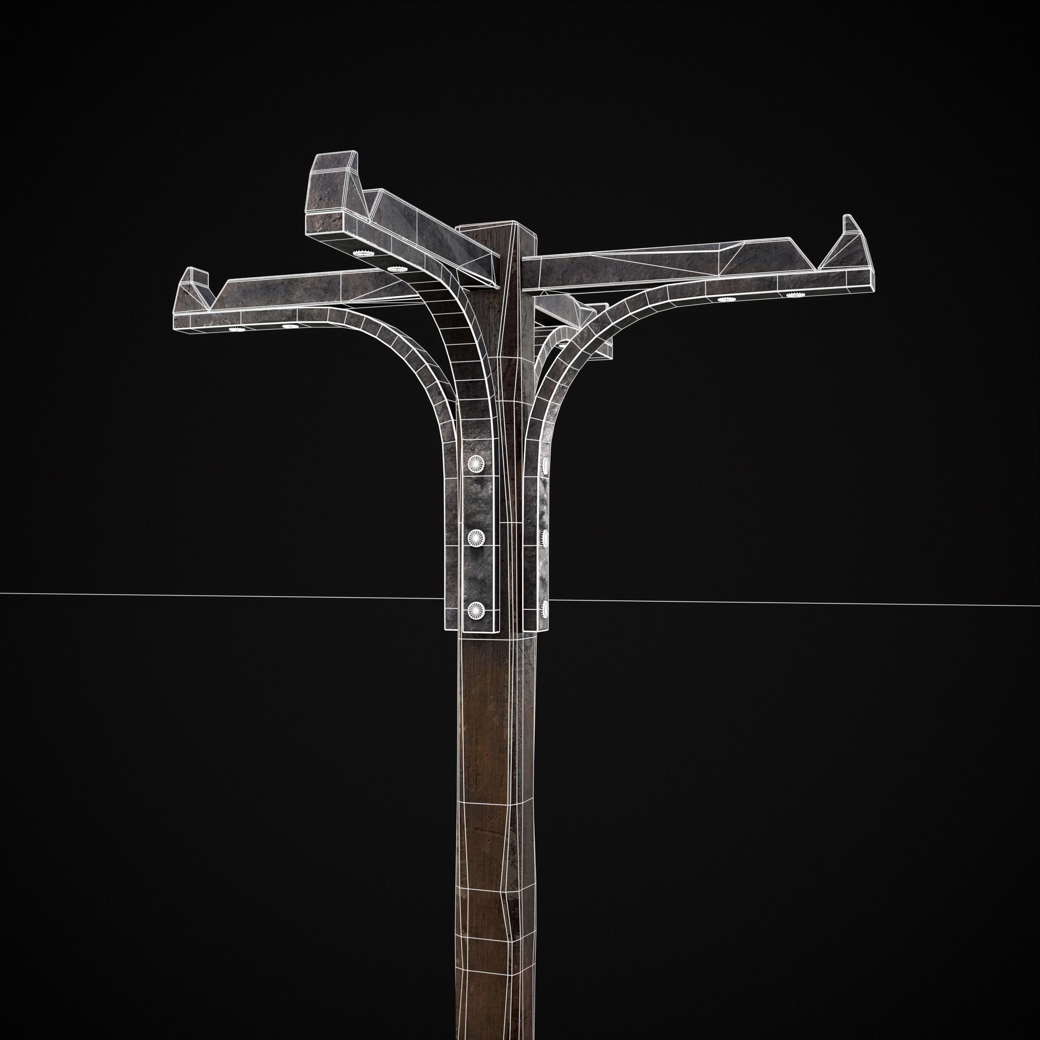 Wooden Bucket Stand Low-poly 3D model_20