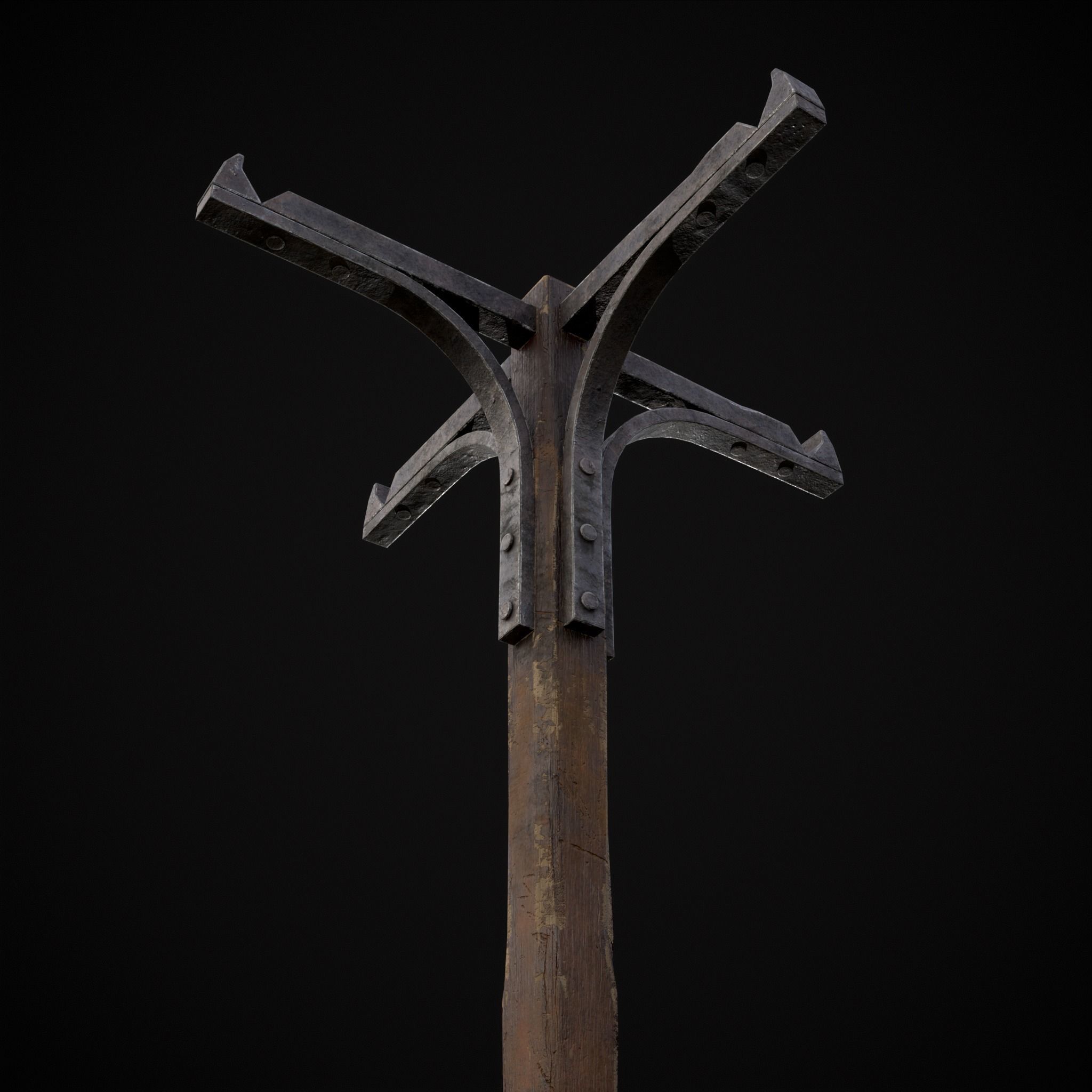 Wooden Bucket Stand Low-poly 3D model_34