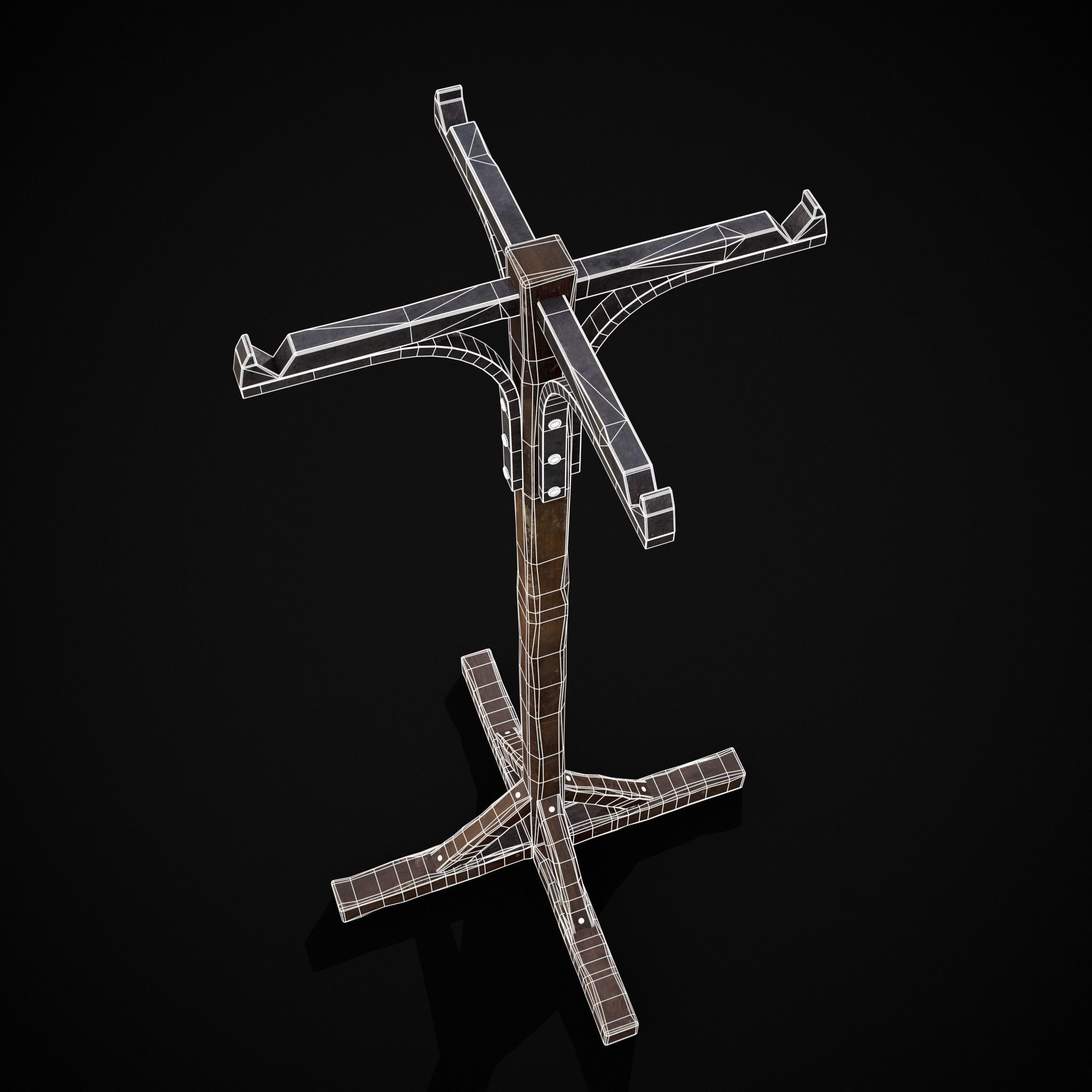 Wooden Bucket Stand Low-poly 3D model_30