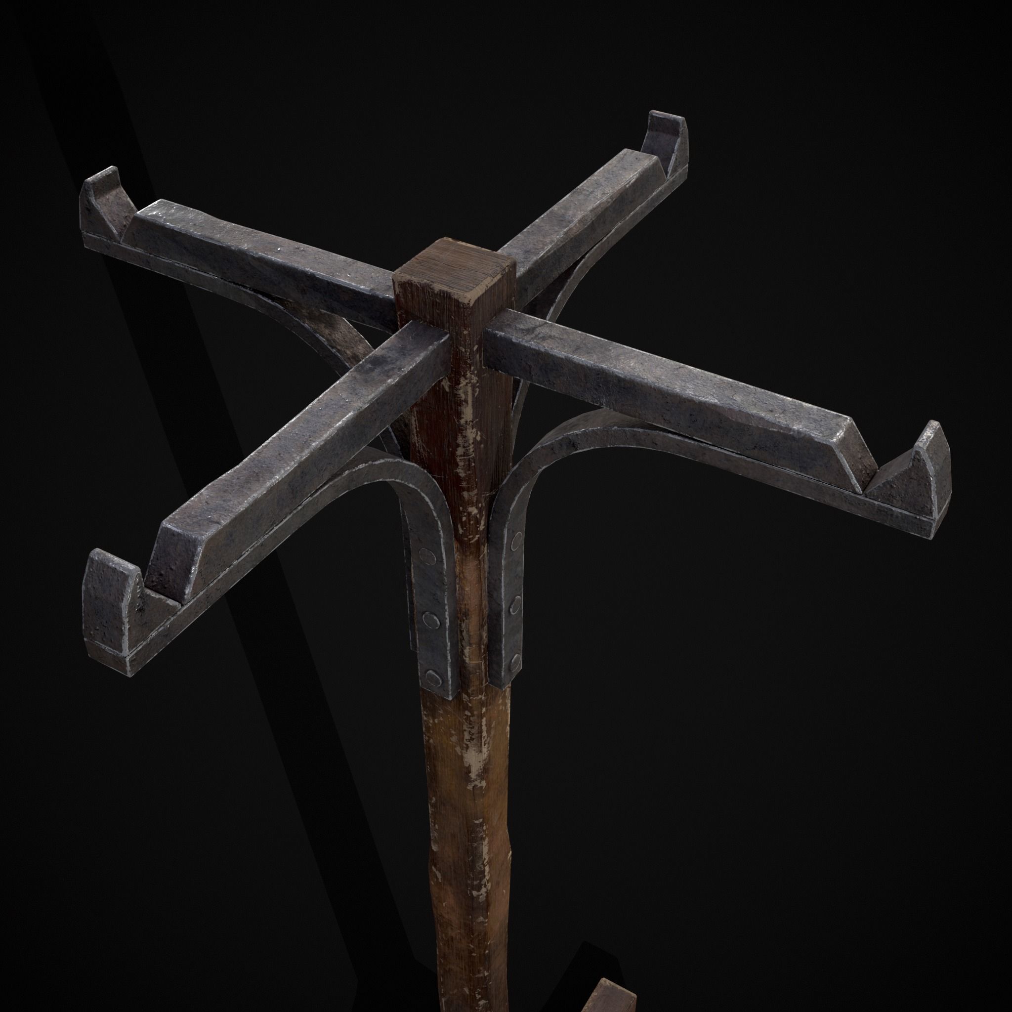 Wooden Bucket Stand Low-poly 3D model_9