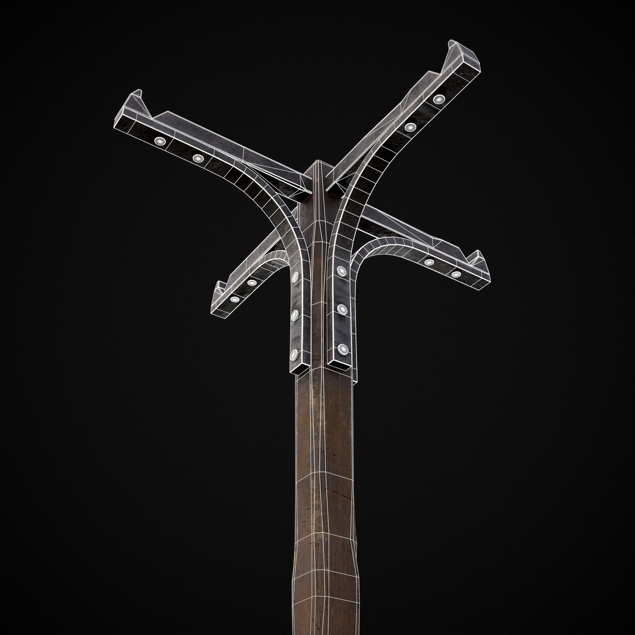 Wooden Bucket Stand Low-poly 3D model_35