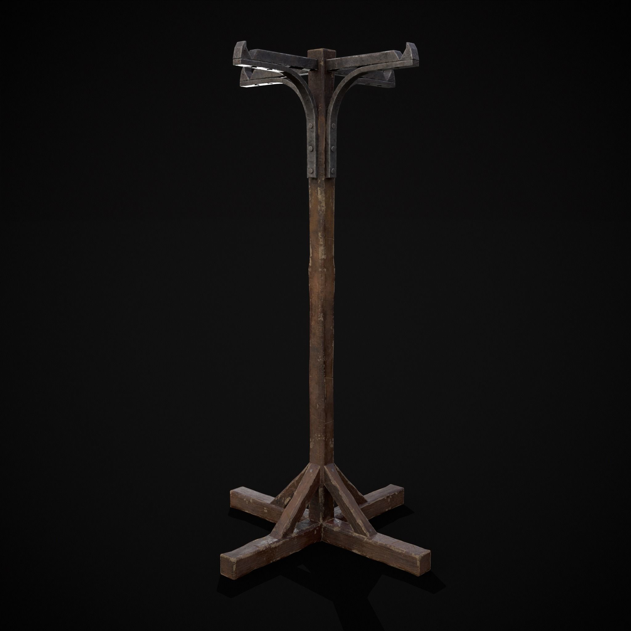 Wooden Bucket Stand Low-poly 3D model_25