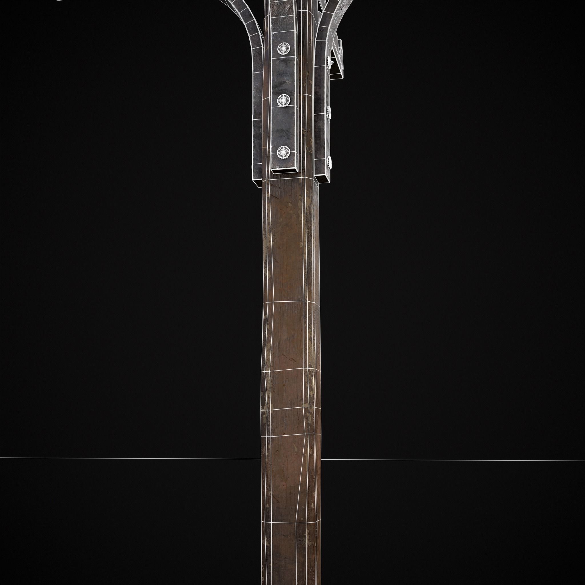 Wooden Bucket Stand Low-poly 3D model_39