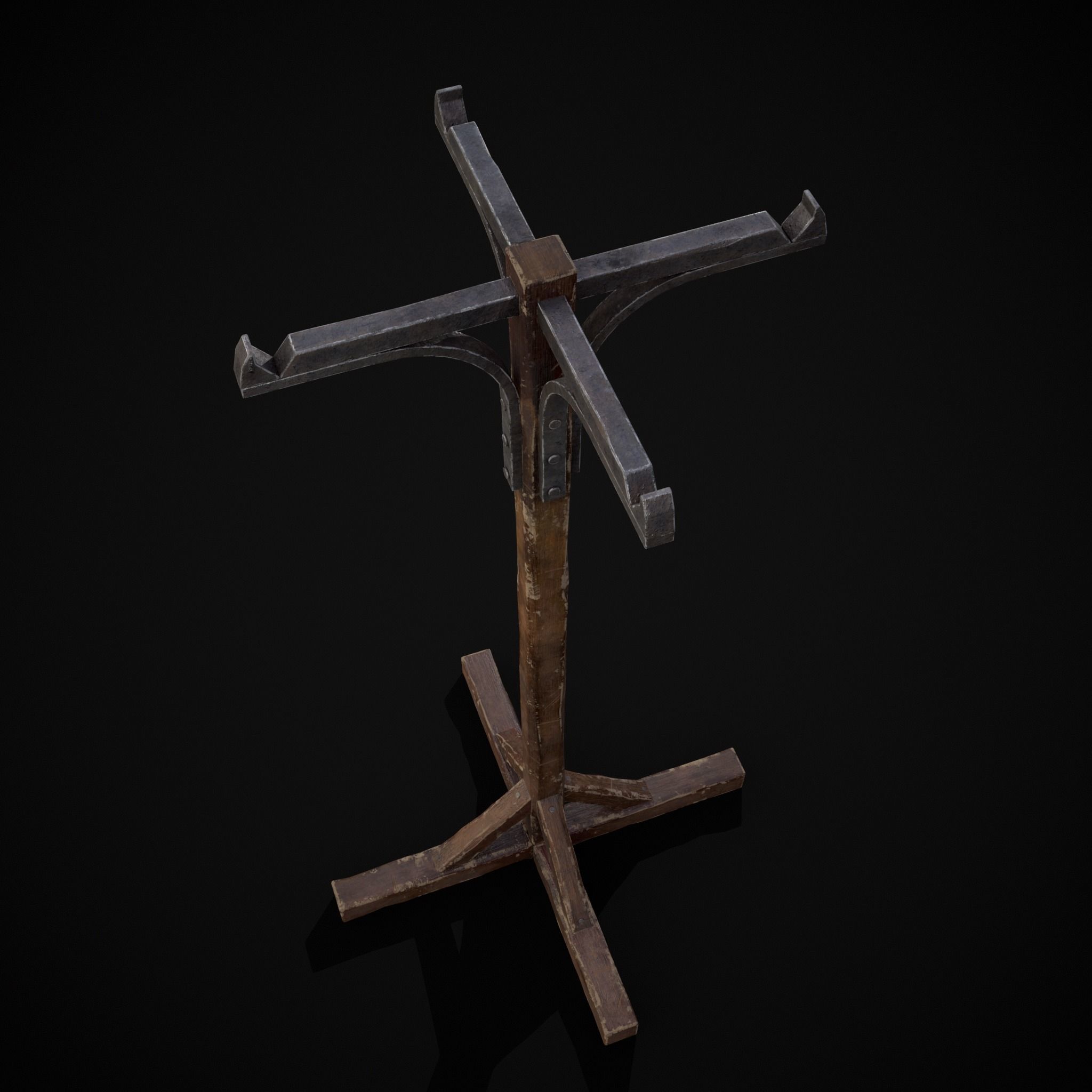 Wooden Bucket Stand Low-poly 3D model_29