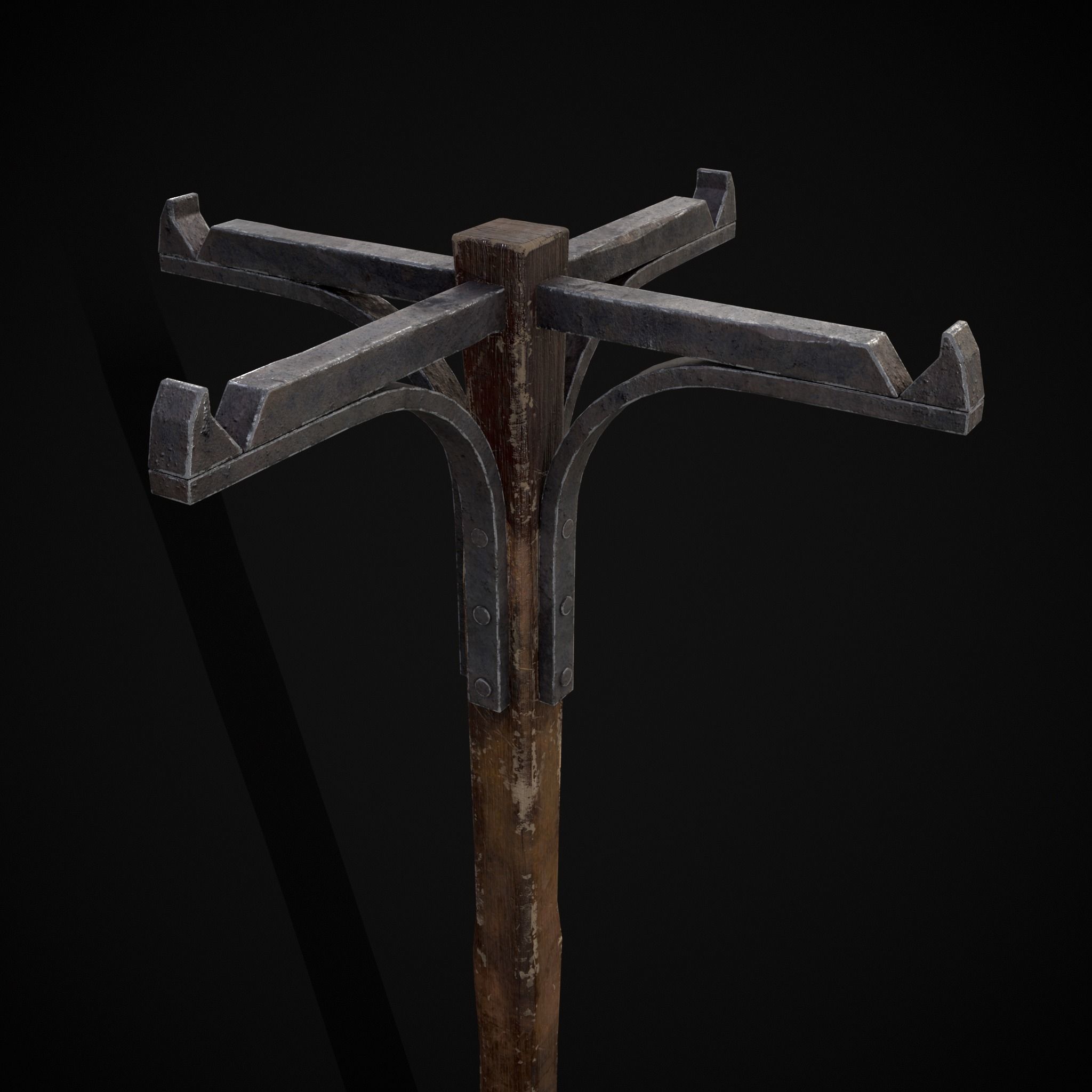 Wooden Bucket Stand Low-poly 3D model_5