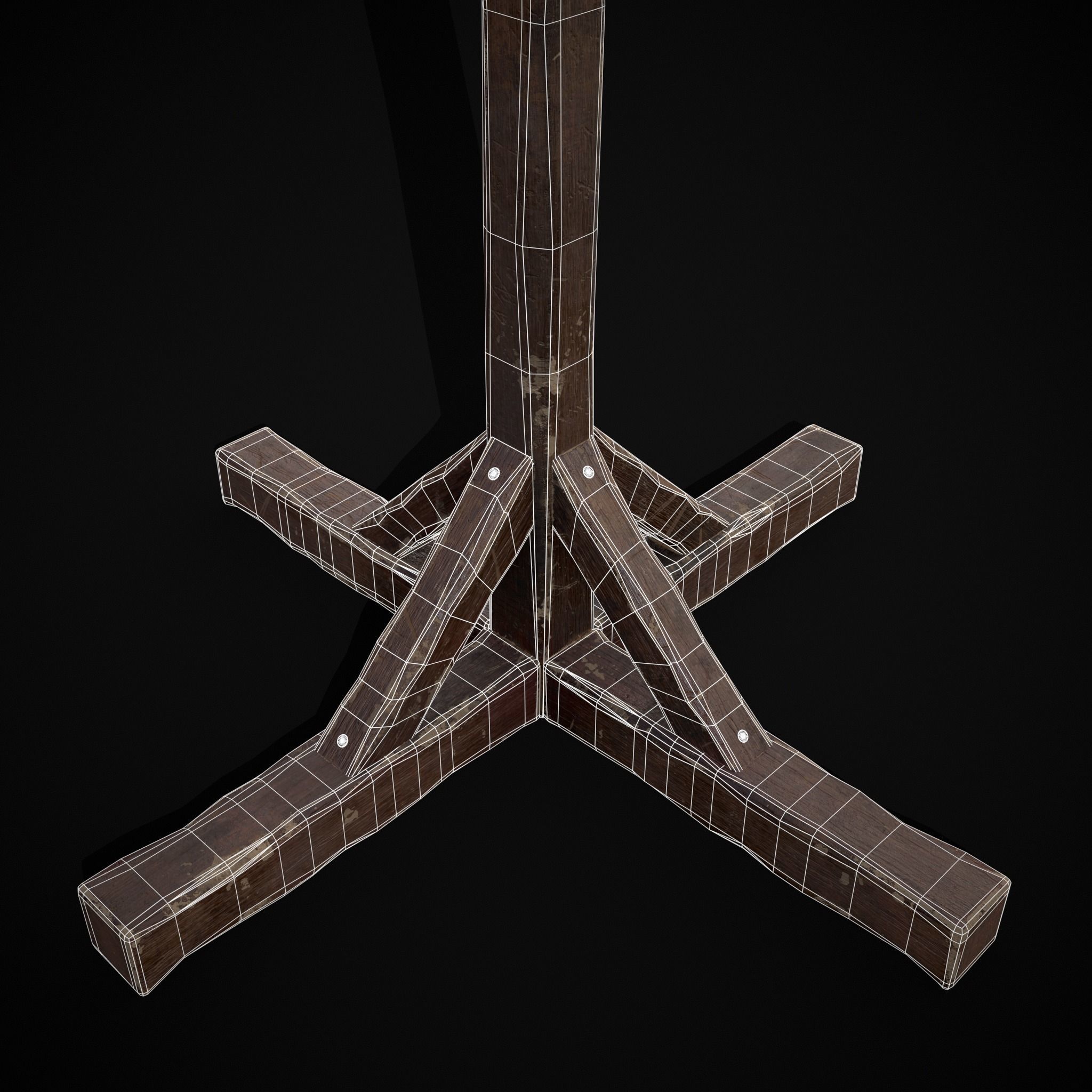 Wooden Bucket Stand Low-poly 3D model_12