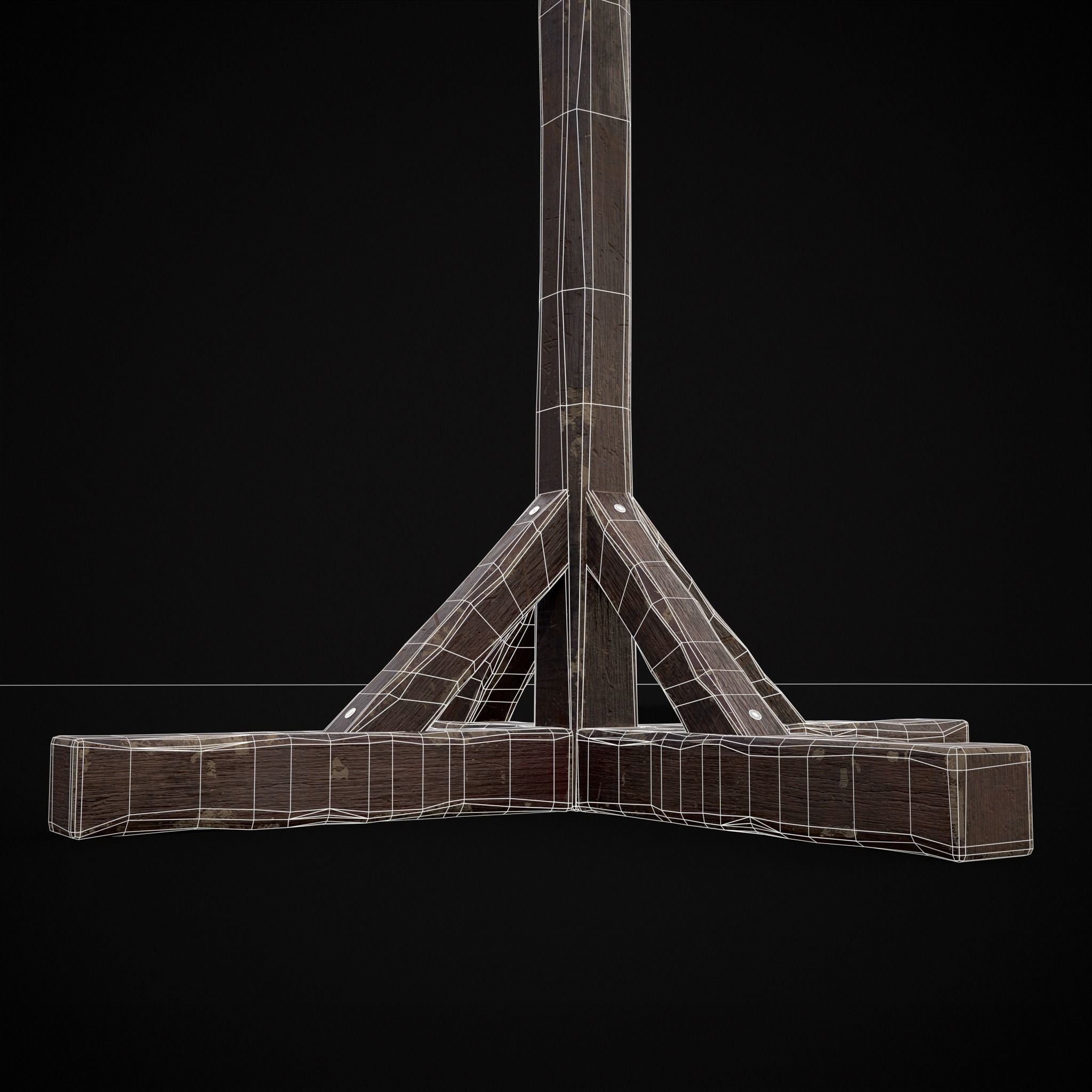 Wooden Bucket Stand Low-poly 3D model_14