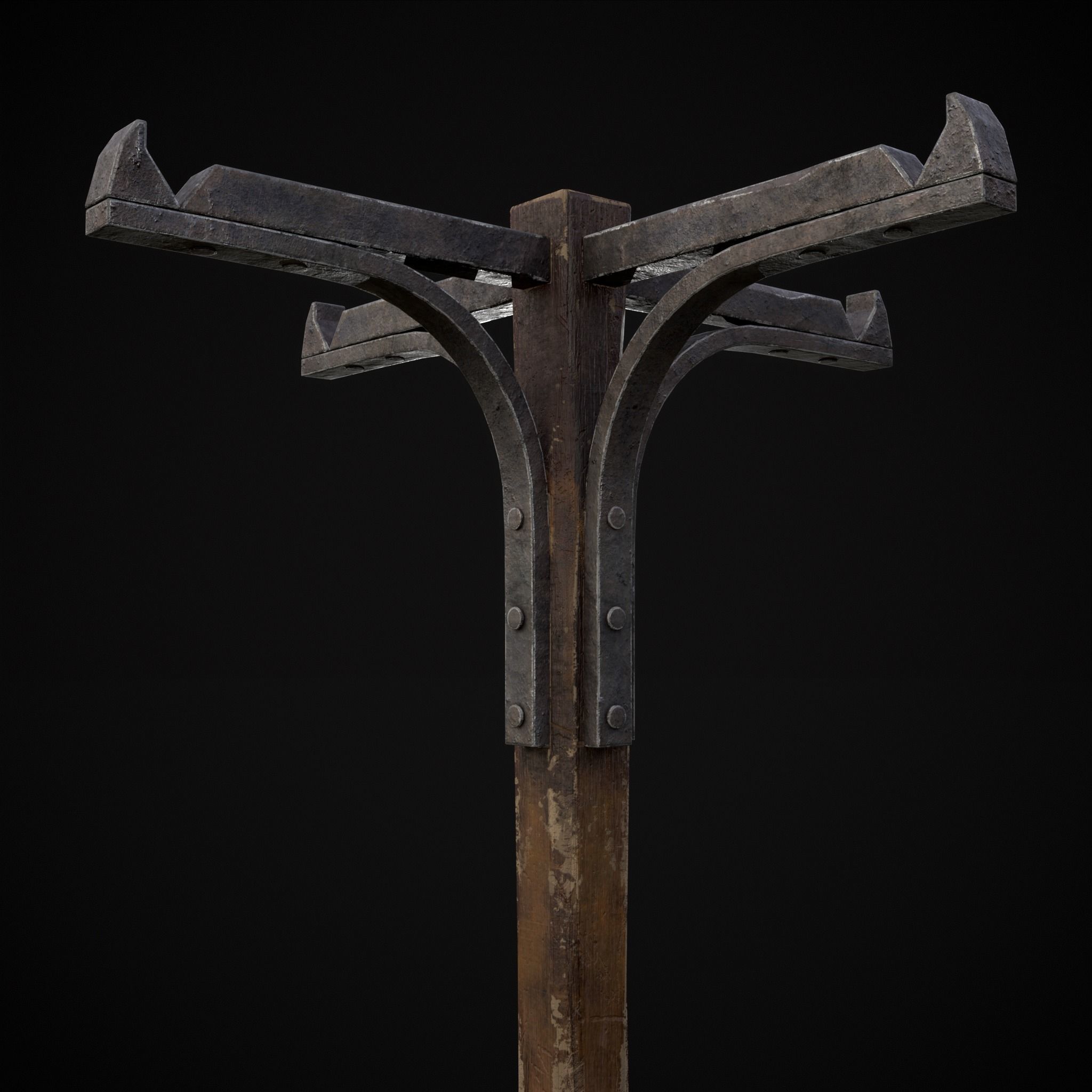 Wooden Bucket Stand Low-poly 3D model_27