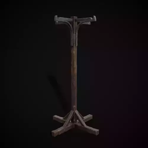 Wooden Bucket Stand Low-poly 3D model