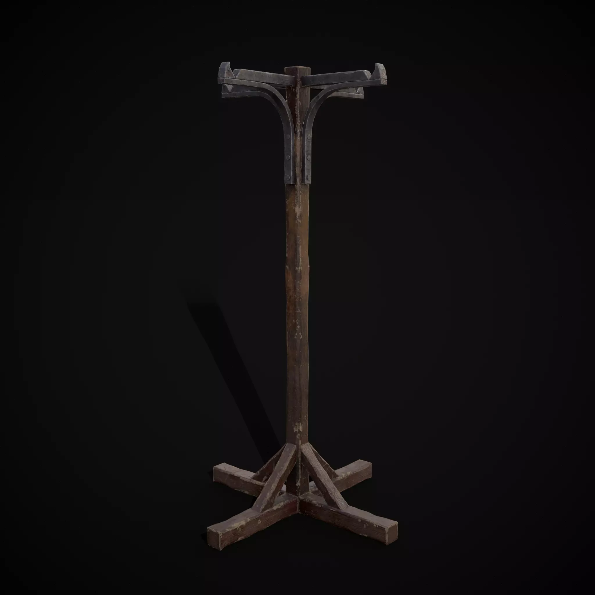 Wooden Bucket Stand Low-poly 3D model_0