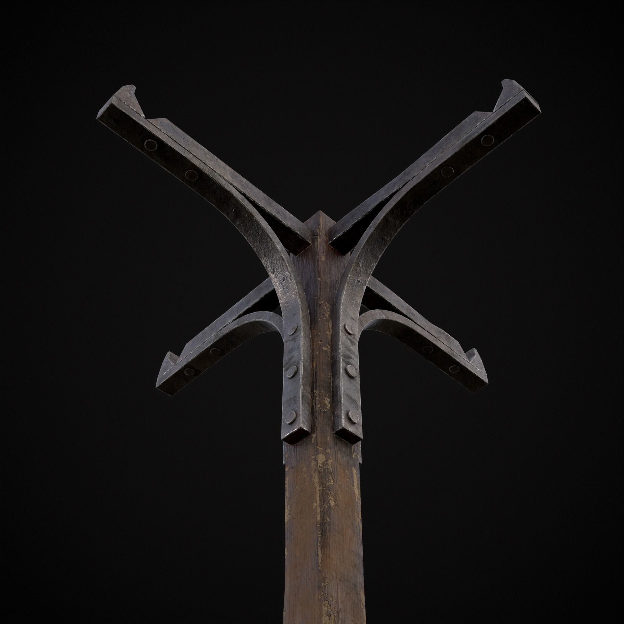 Wooden Bucket Stand Low-poly 3D model_36