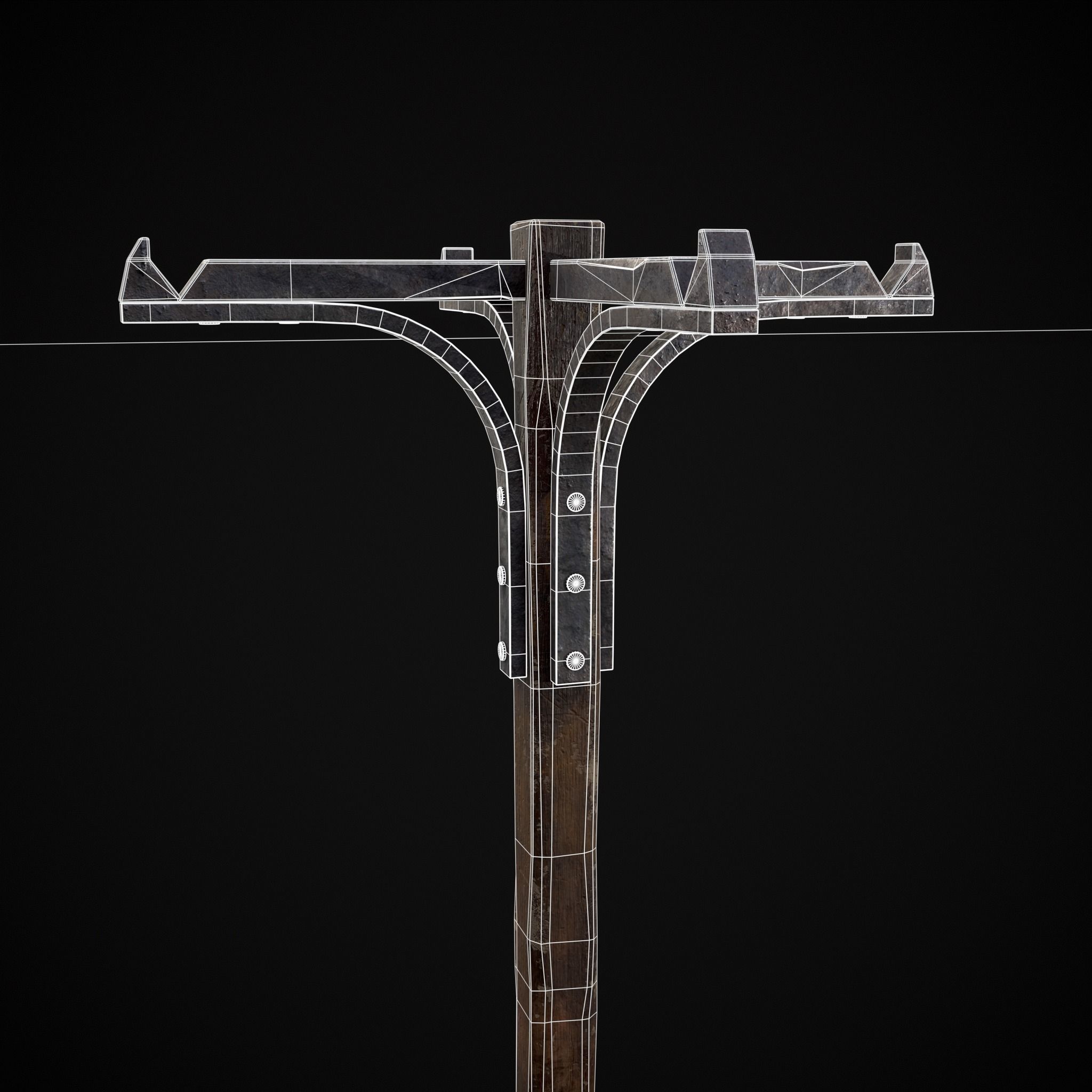 Wooden Bucket Stand Low-poly 3D model_18