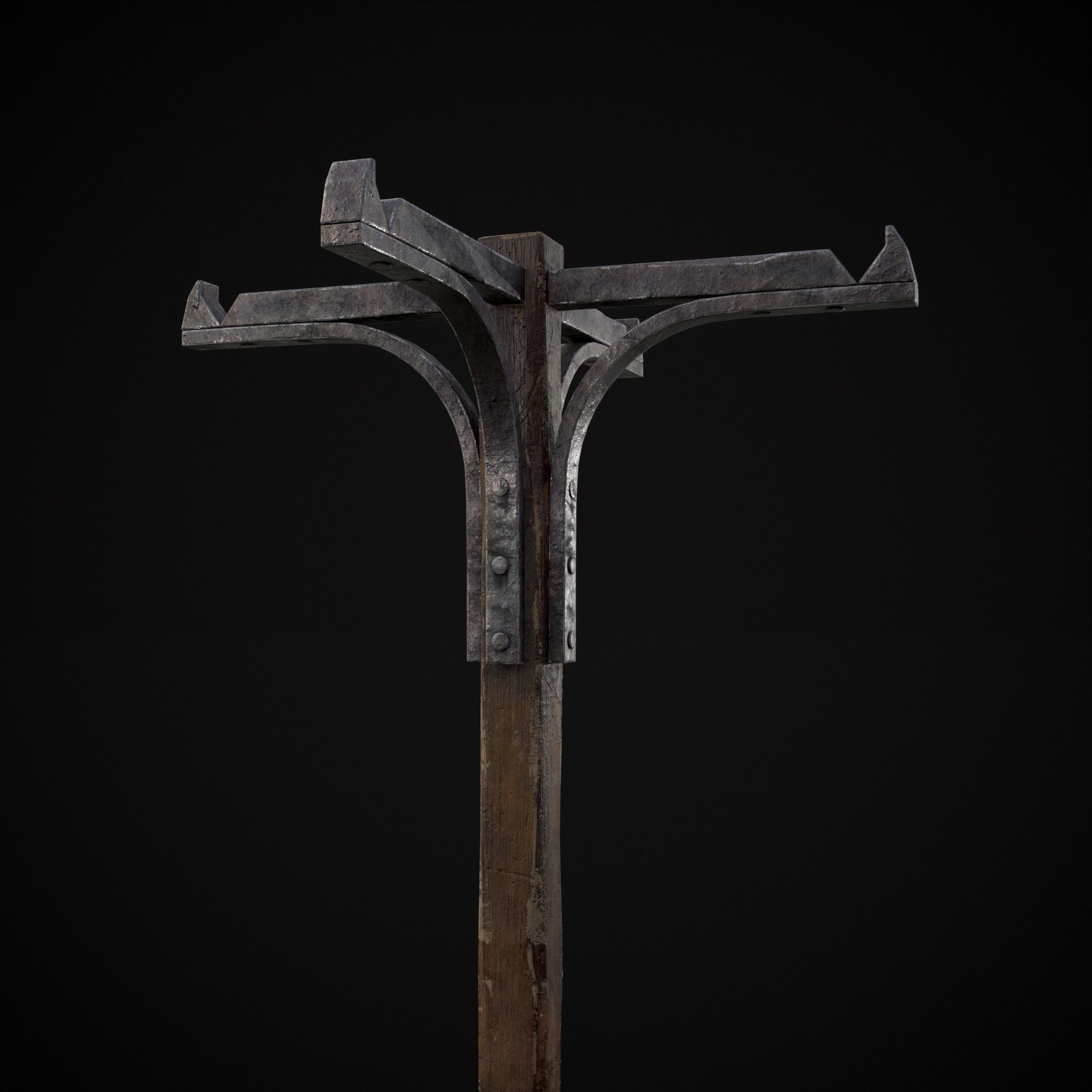 Wooden Bucket Stand Low-poly 3D model_19