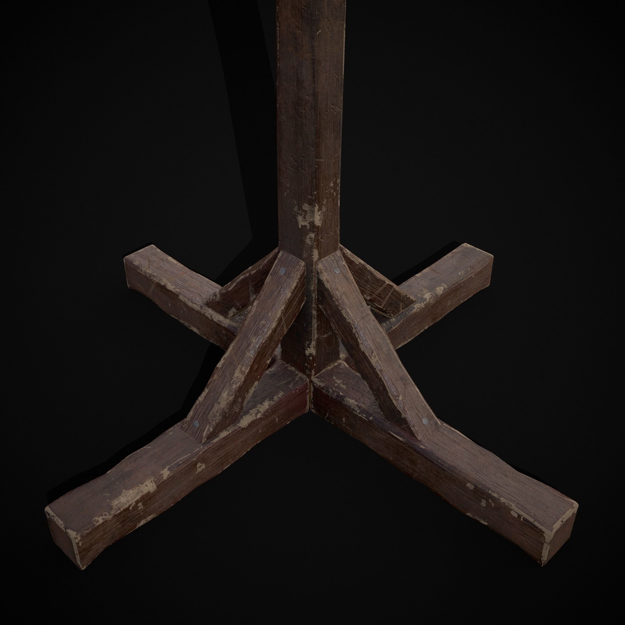 Wooden Bucket Stand Low-poly 3D model_11