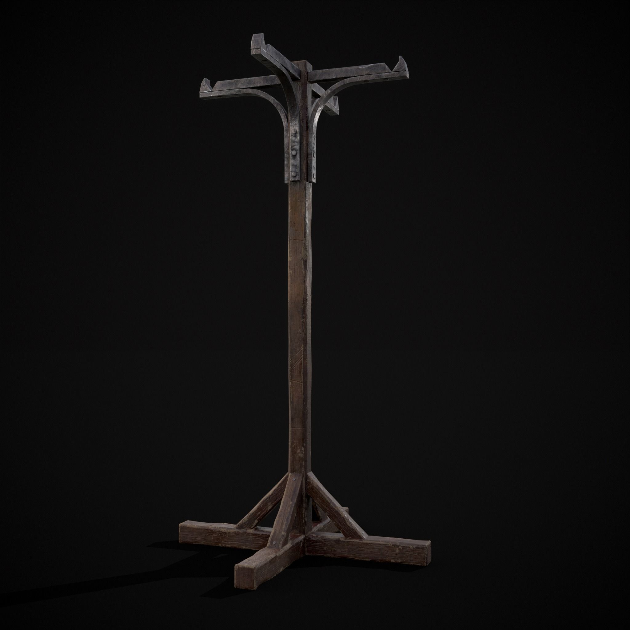 Wooden Bucket Stand Low-poly 3D model_21