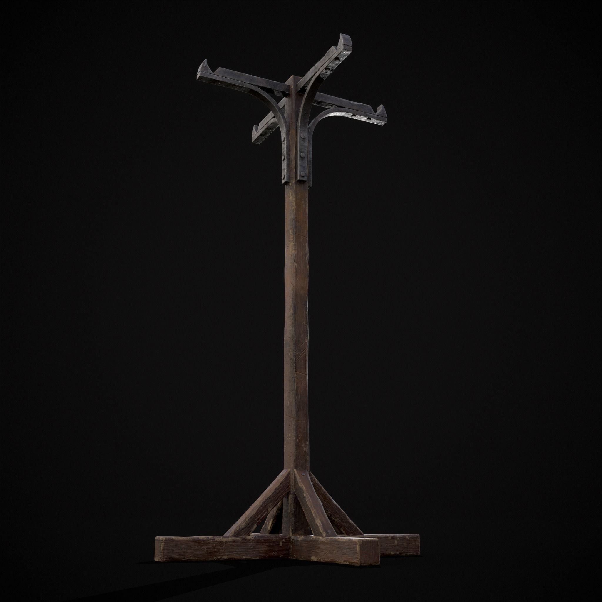 Wooden Bucket Stand Low-poly 3D model_23