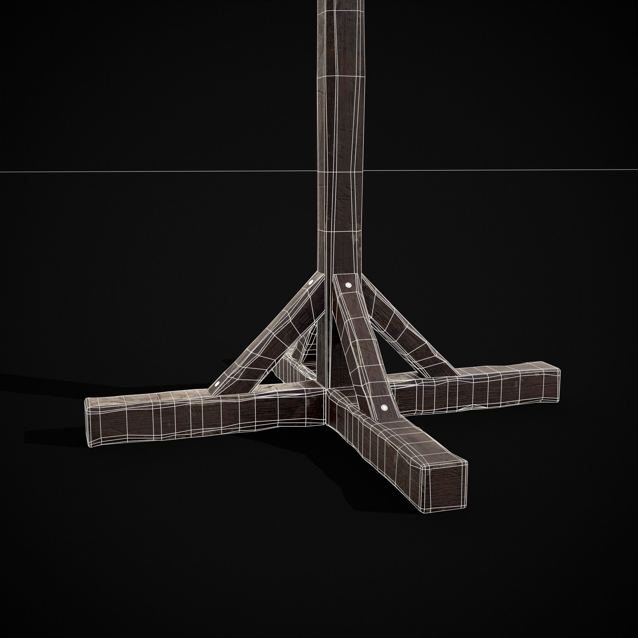 Wooden Bucket Stand Low-poly 3D model_16