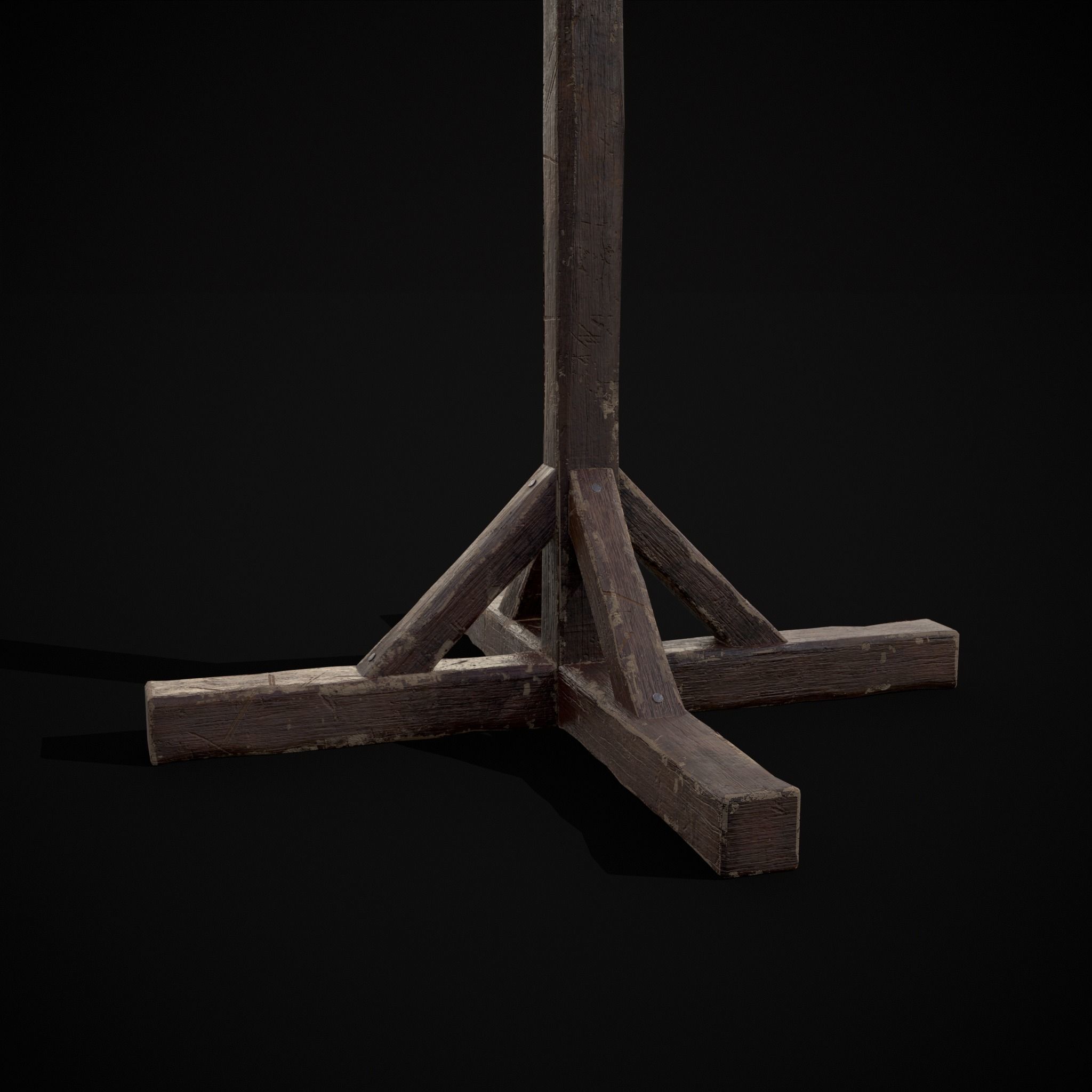 Wooden Bucket Stand Low-poly 3D model_15