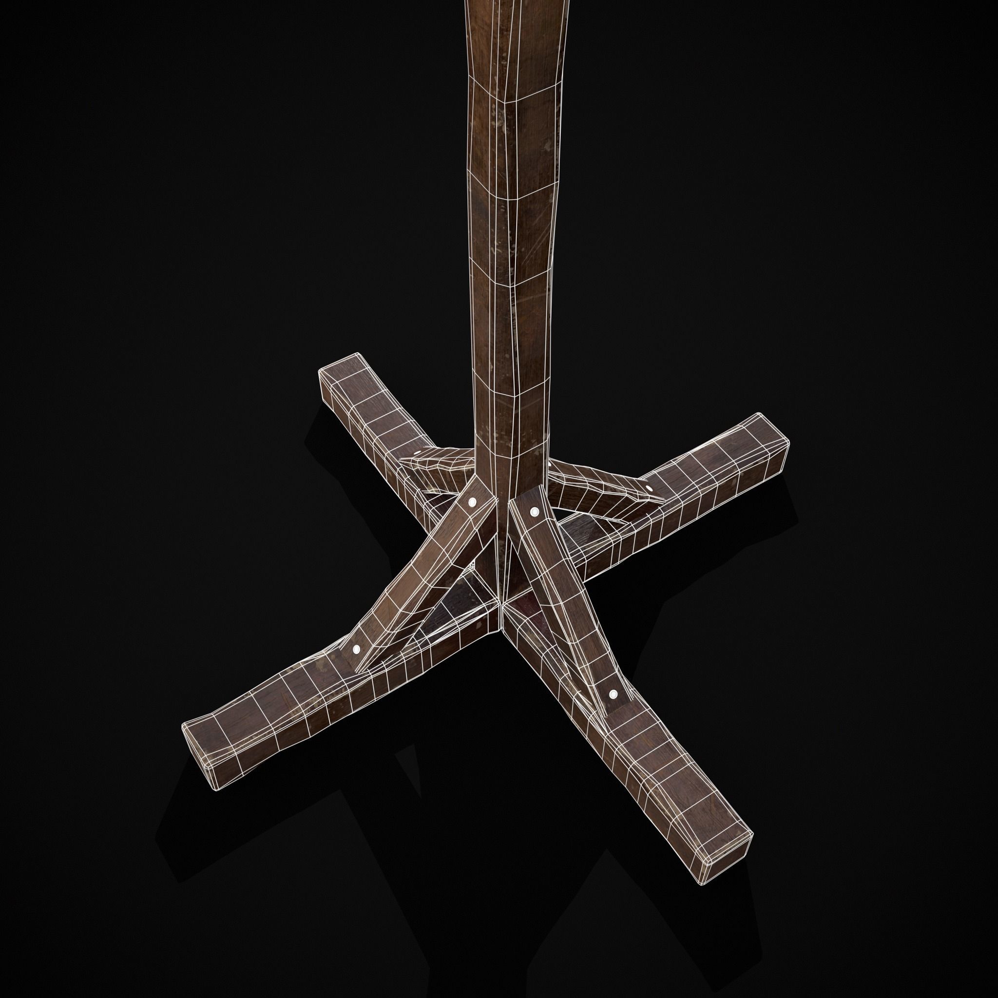 Wooden Bucket Stand Low-poly 3D model_33