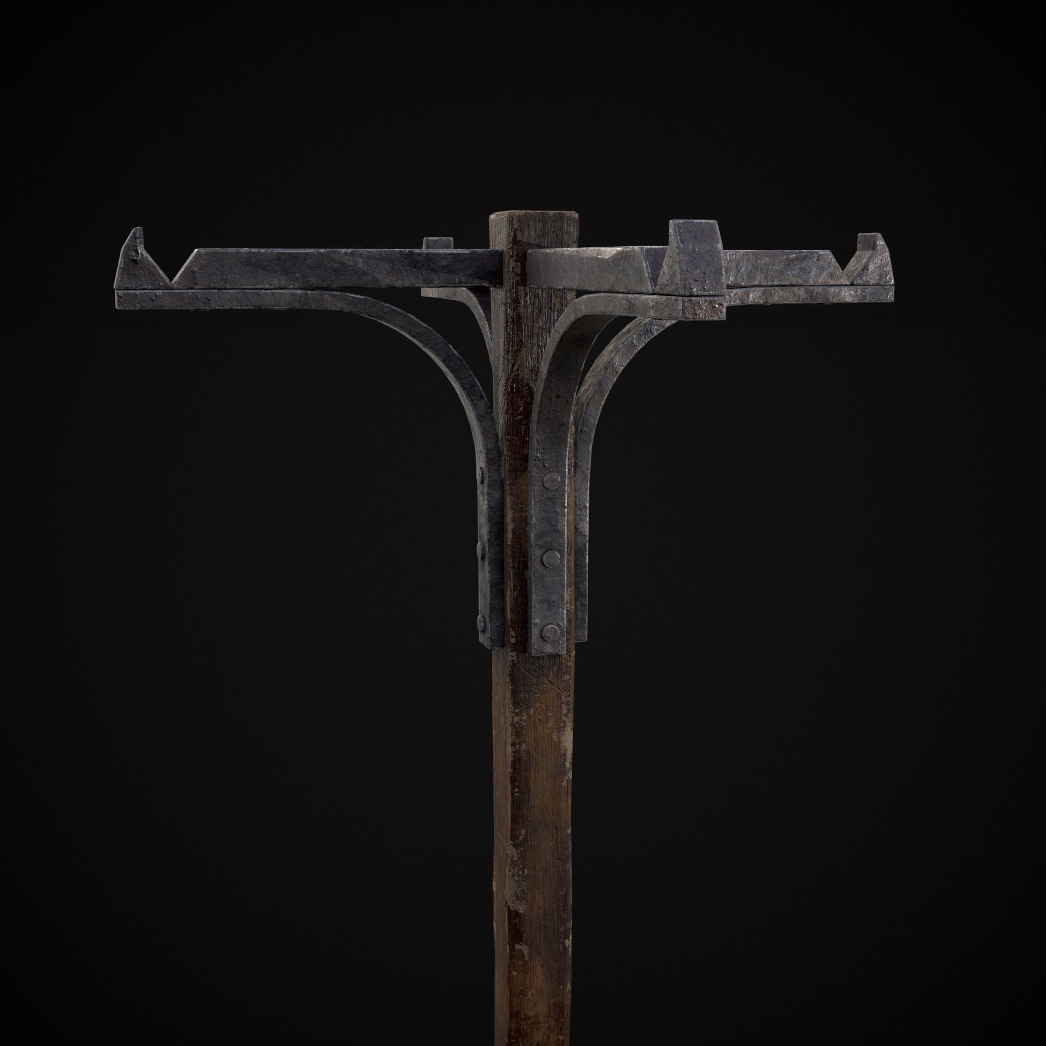 Wooden Bucket Stand Low-poly 3D model_17