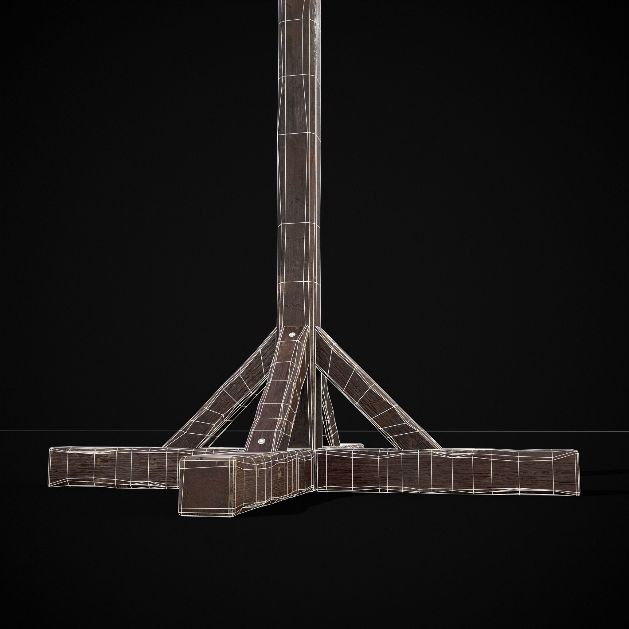 Wooden Bucket Stand Low-poly 3D model_41