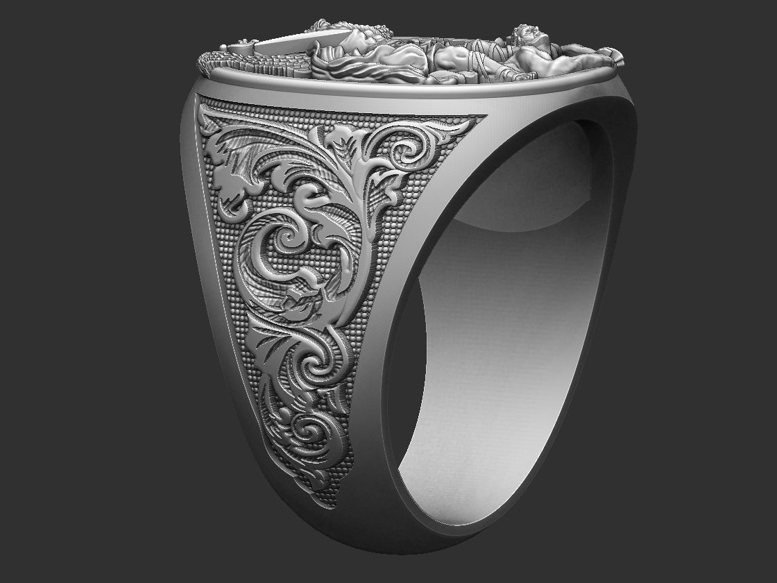 Saint Michael the Archangel Ring 3D print model_3
