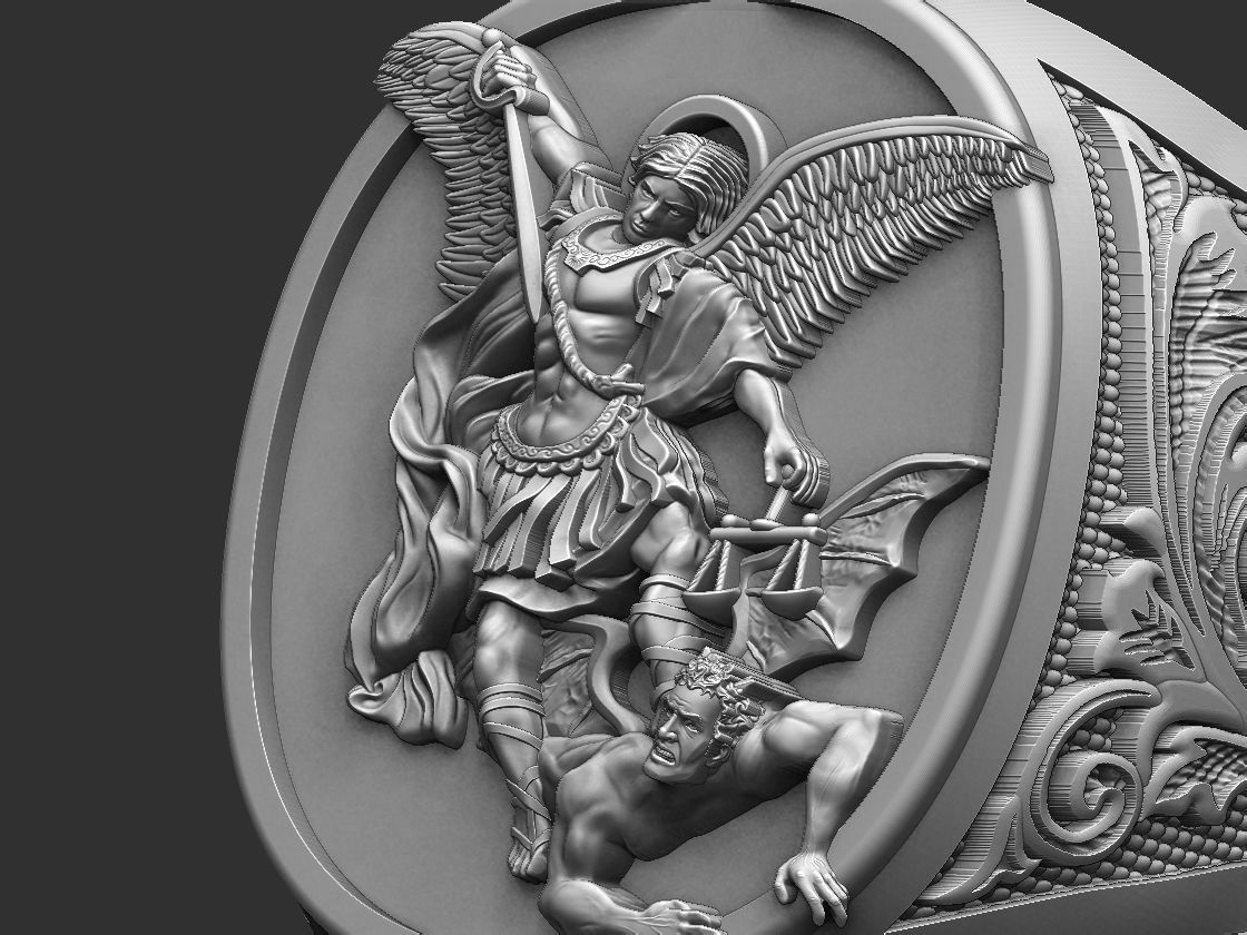 Saint Michael the Archangel Ring 3D print model_6