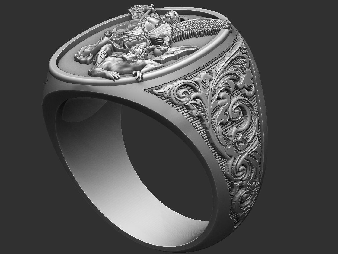 Saint Michael the Archangel Ring 3D print model_13