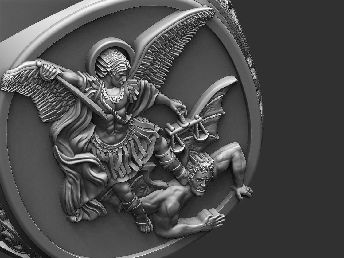 Saint Michael the Archangel Ring 3D print model_17