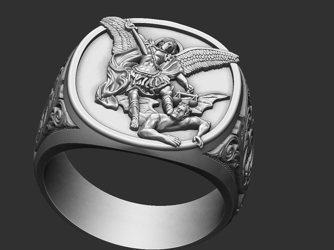 Saint Michael the Archangel Ring 3D print model_14