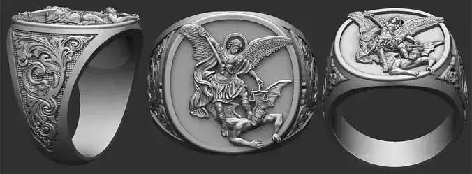 Saint Michael the Archangel Ring 3D print model