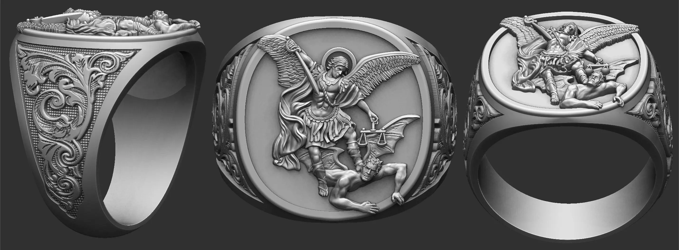 Saint Michael the Archangel Ring 3D print model_0