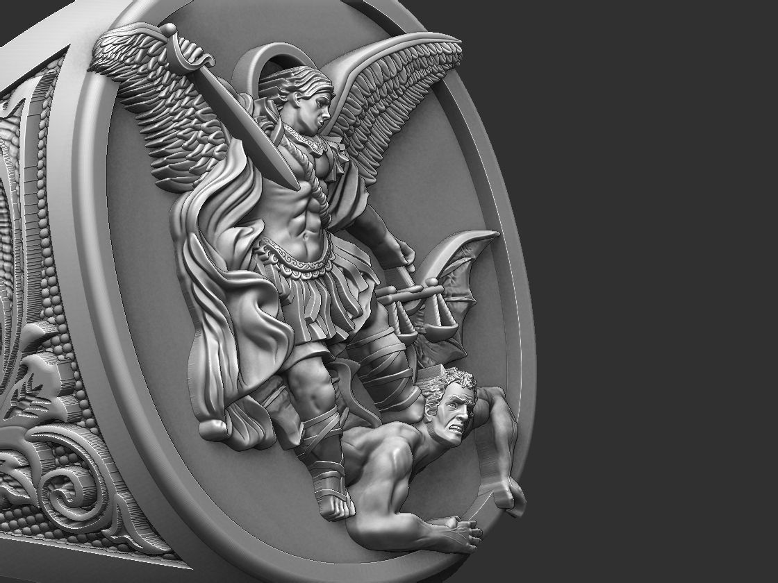 Saint Michael the Archangel Ring 3D print model_16