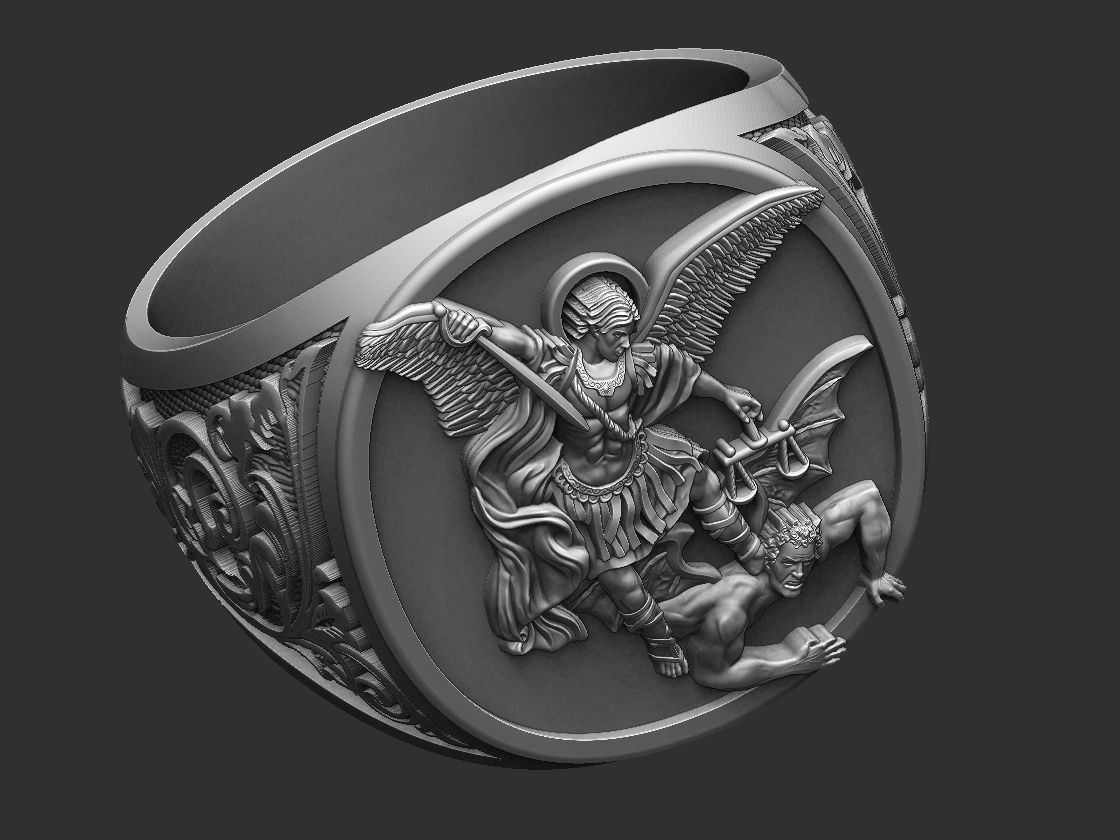 Saint Michael the Archangel Ring 3D print model_18