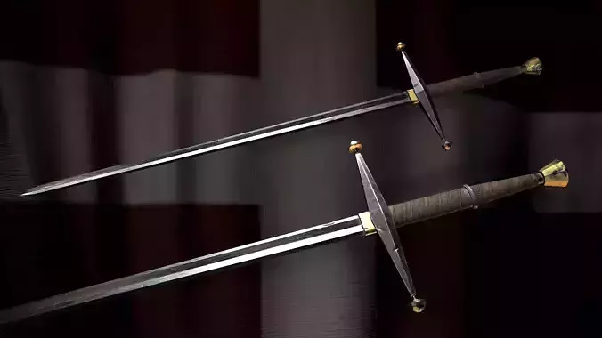 Medieval battle templar sword Game ready