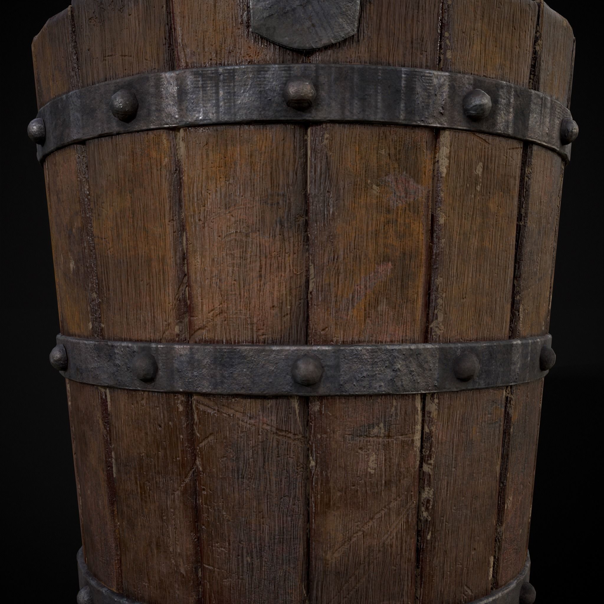 Reinforced Wooden Bucket Low-poly 3D model_33