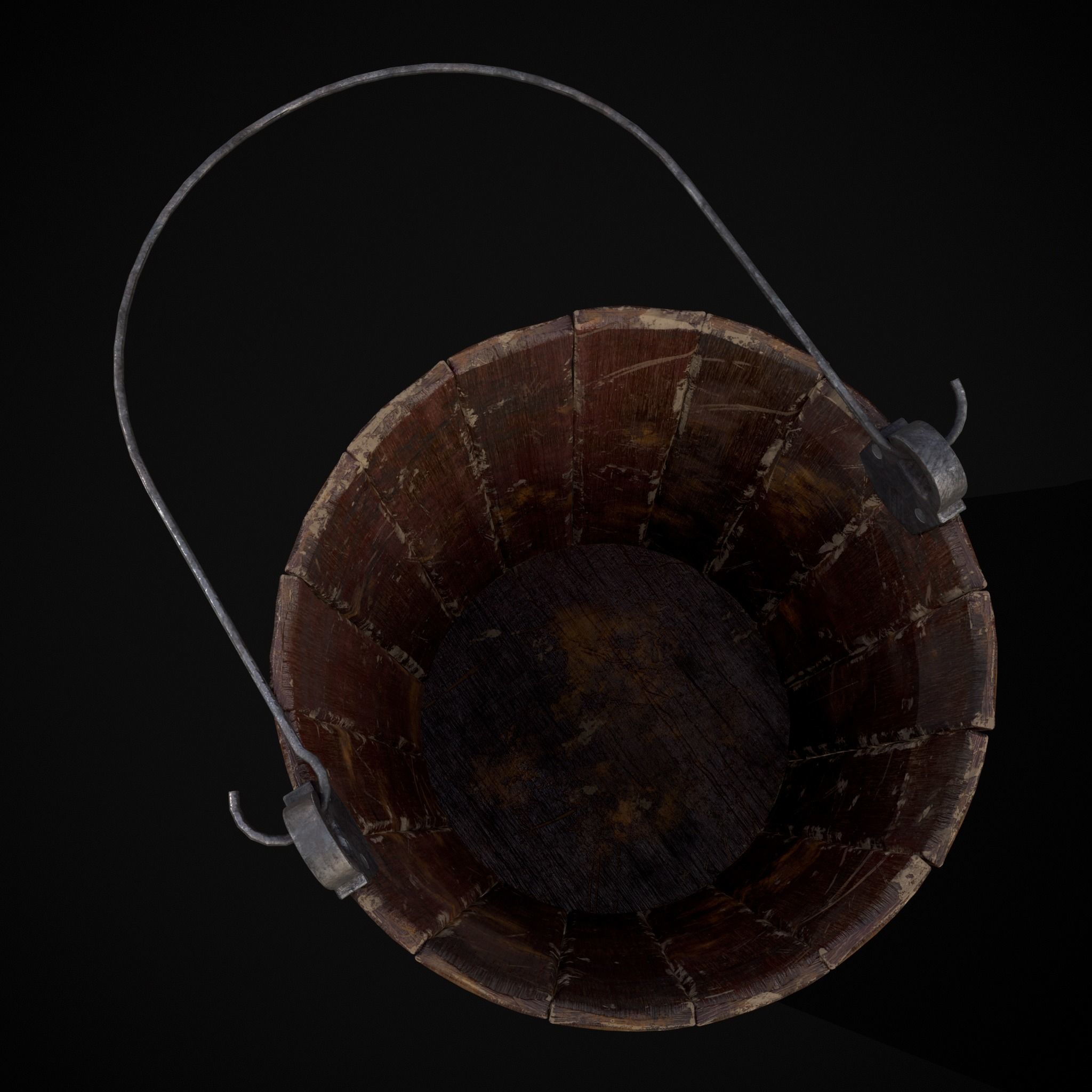 Reinforced Wooden Bucket Low-poly 3D model_13