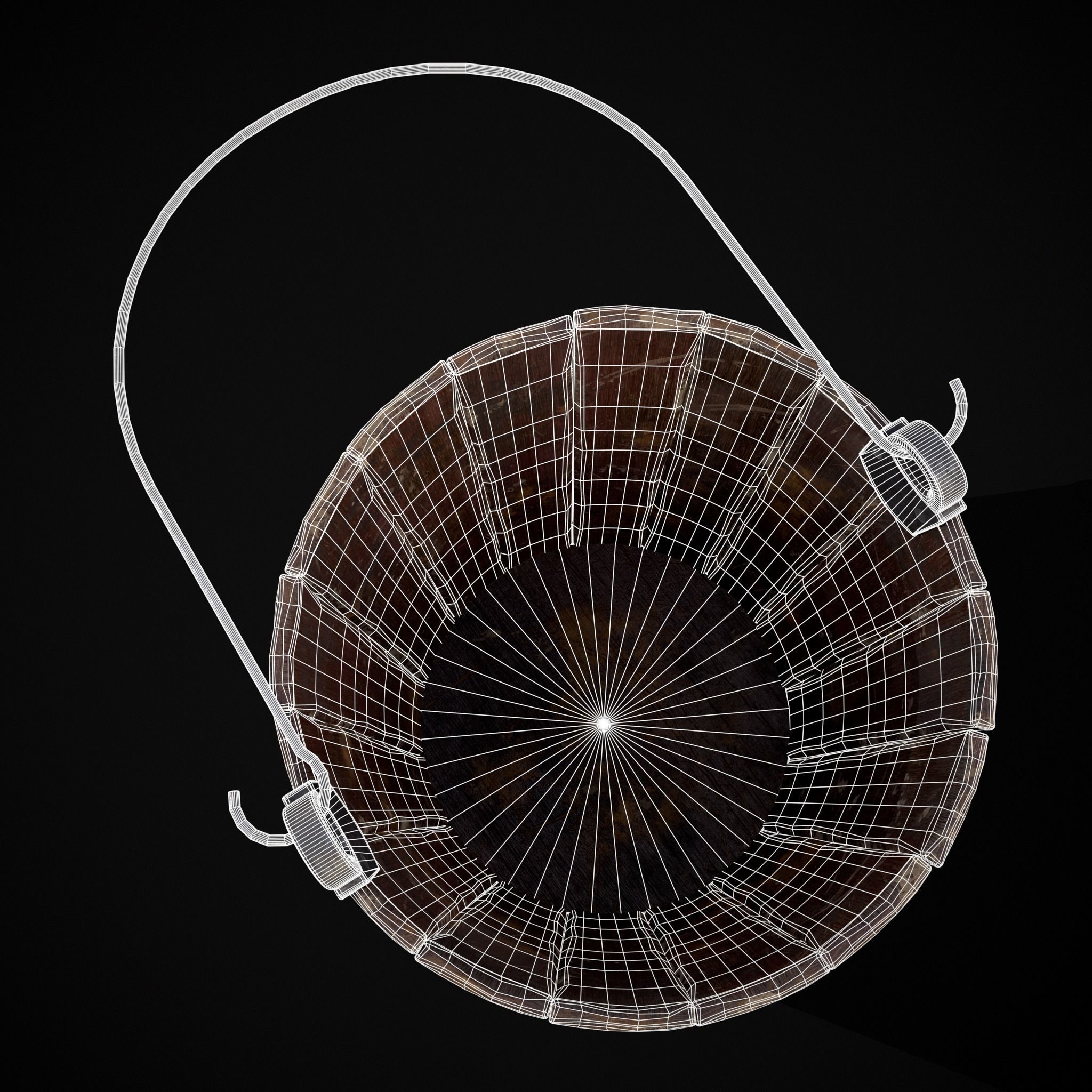 Reinforced Wooden Bucket Low-poly 3D model_14