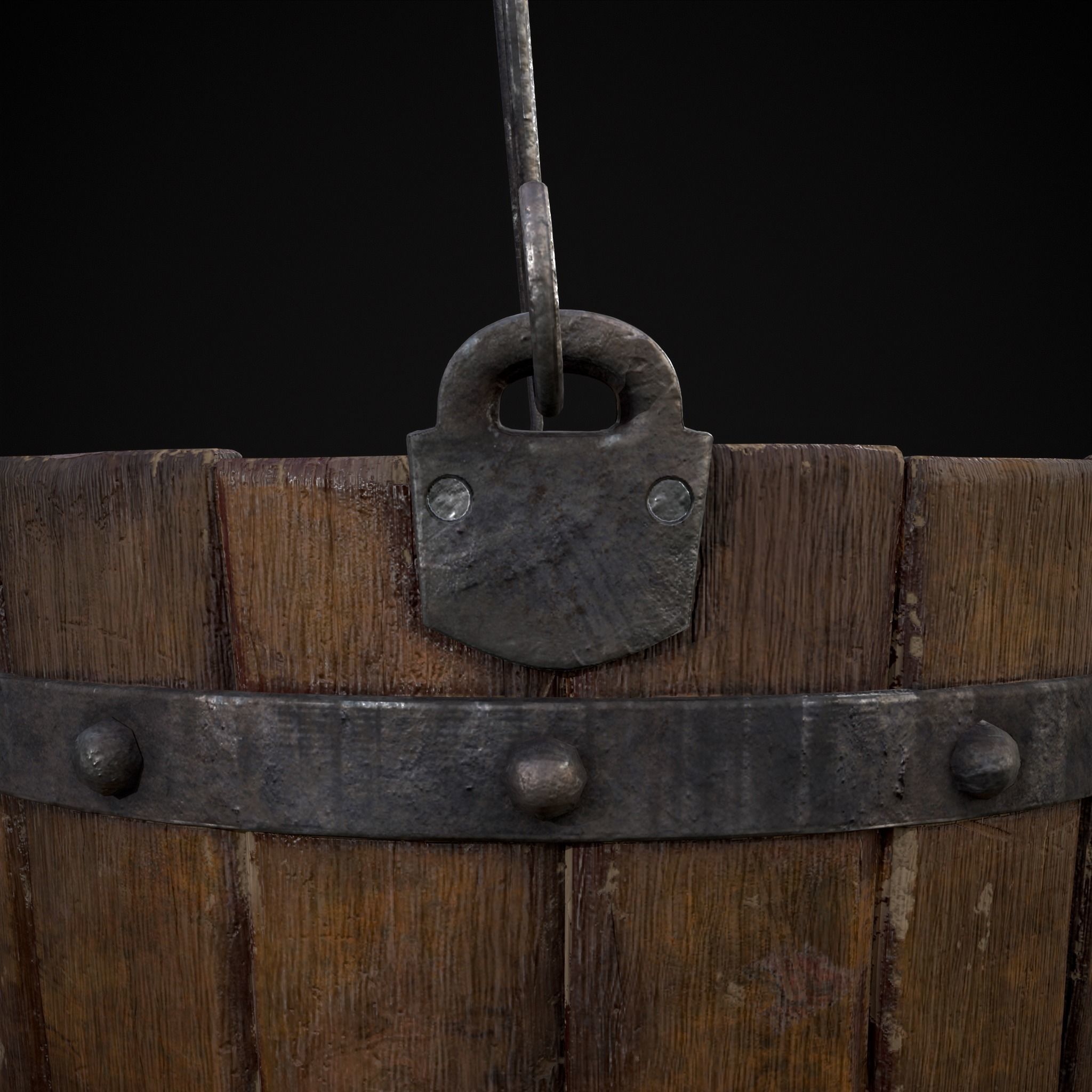 Reinforced Wooden Bucket Low-poly 3D model_31