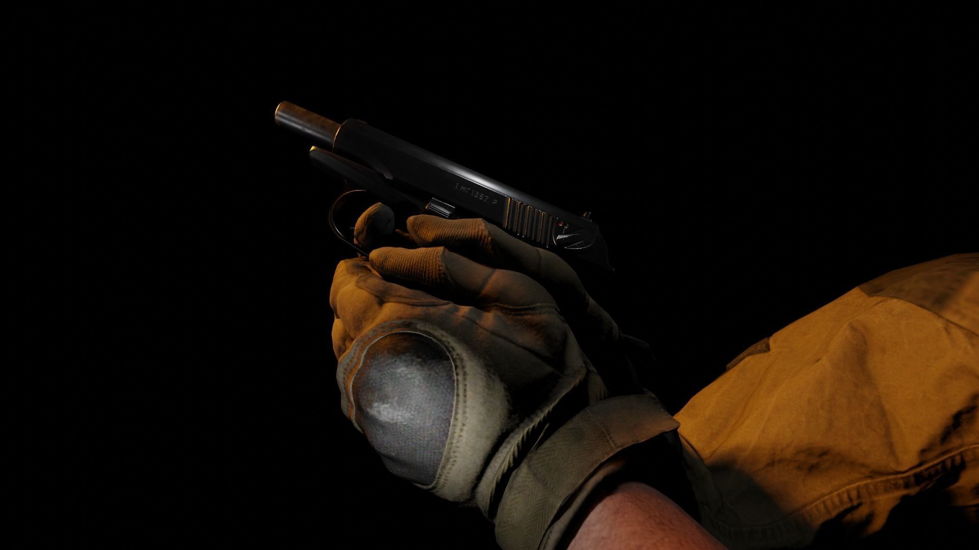 FPS Arms and Makarov Model rig and Animations Low-poly 3D model_3