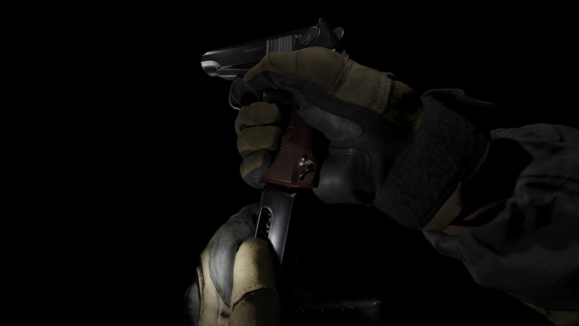 FPS Arms and Makarov Model rig and Animations Low-poly 3D model_6