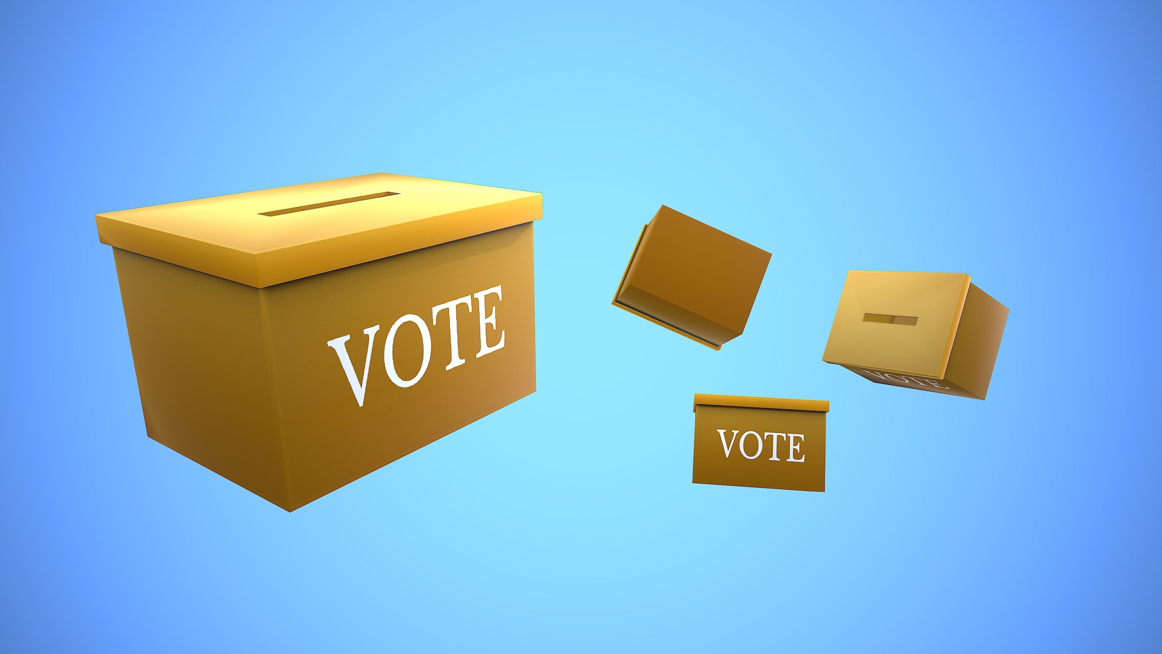 BOX TO VOTE CARTOON STYLIZED Low-poly 3D model_2