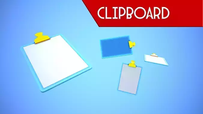 CLIPBOARD CARTOON STYLIZED Low-poly 3D model